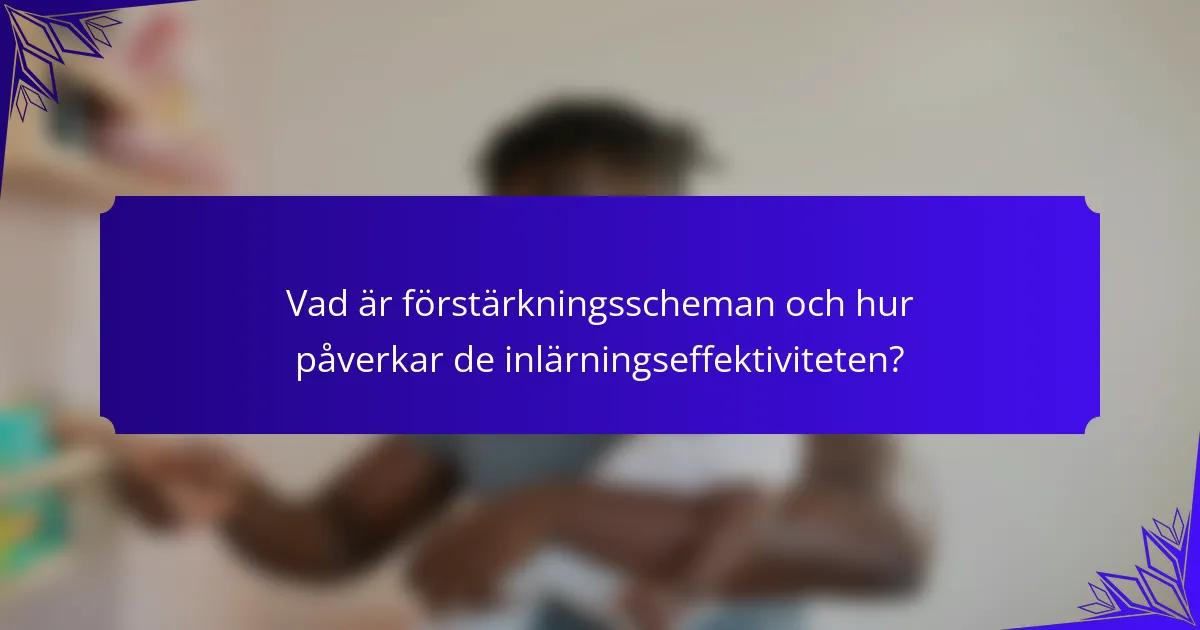 Vad är förstärkningsscheman och hur påverkar de inlärningseffektiviteten?