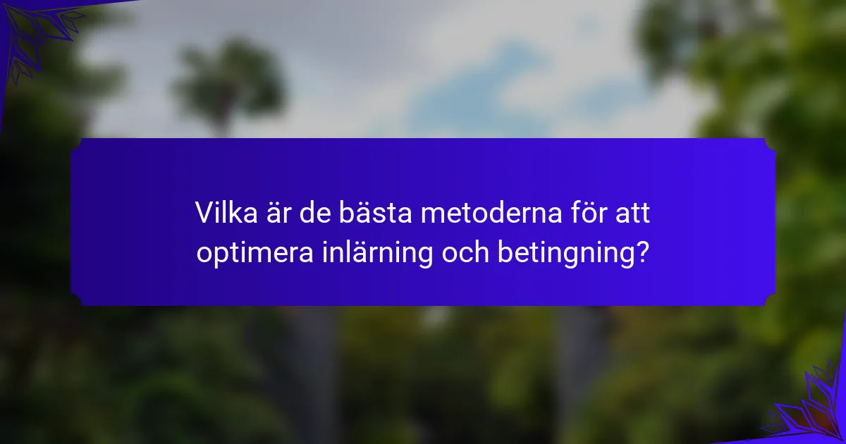Vilka är de bästa metoderna för att optimera inlärning och betingning?