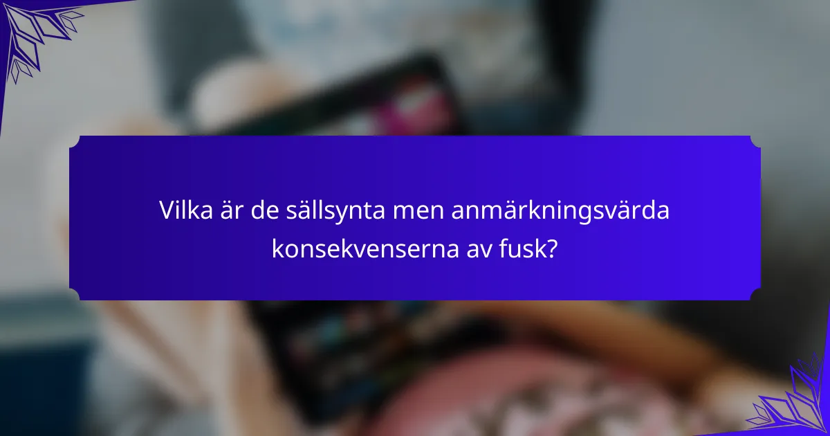 Vilka är de sällsynta men anmärkningsvärda konsekvenserna av fusk?