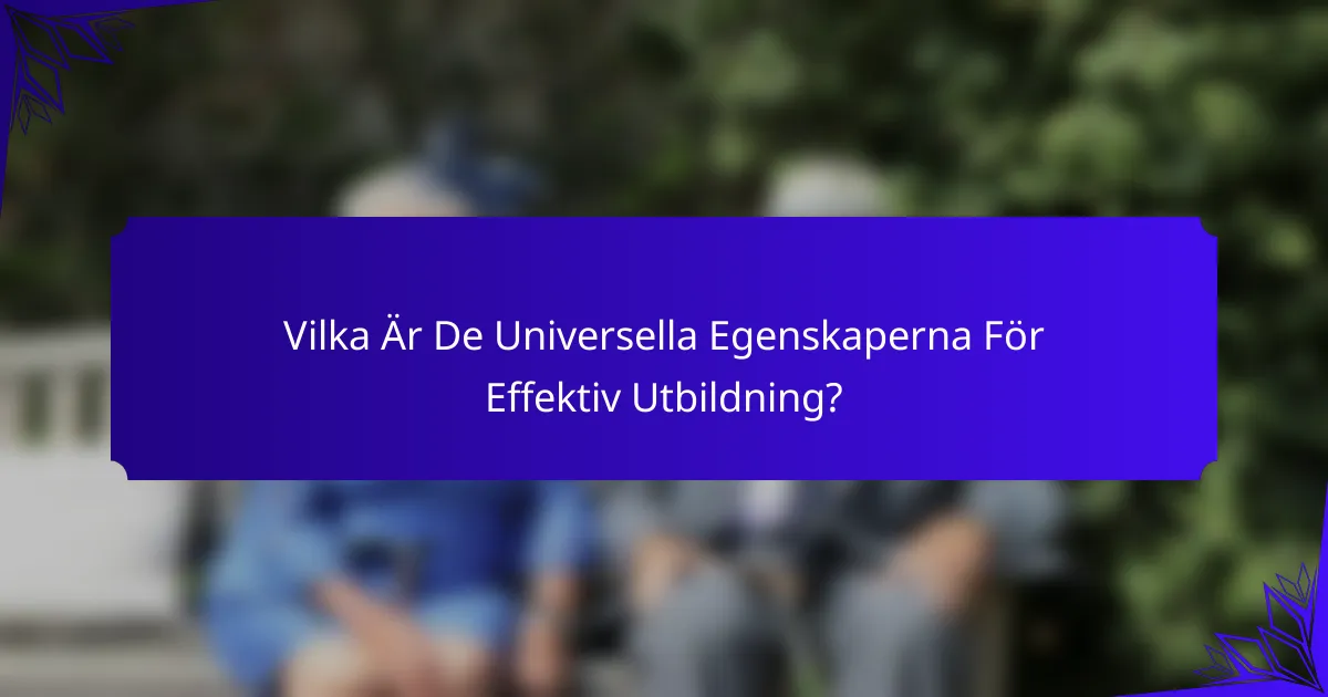 Vilka Är De Universella Egenskaperna För Effektiv Utbildning?