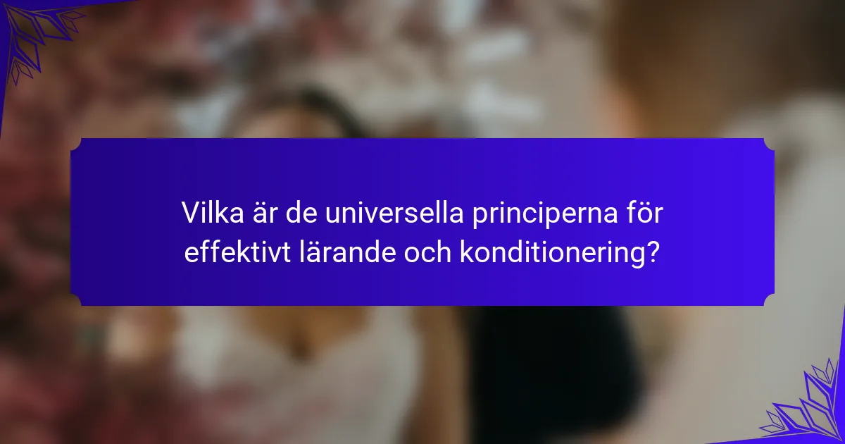 Vilka är de universella principerna för effektivt lärande och konditionering?