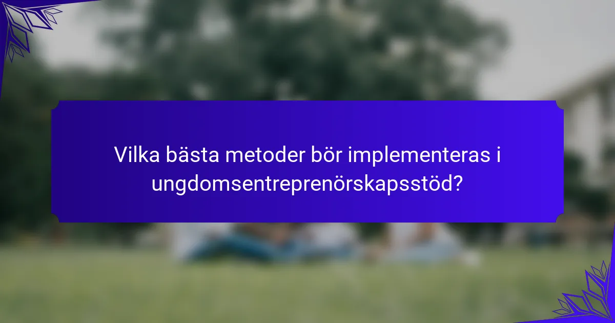 Vilka bästa metoder bör implementeras i ungdomsentreprenörskapsstöd?