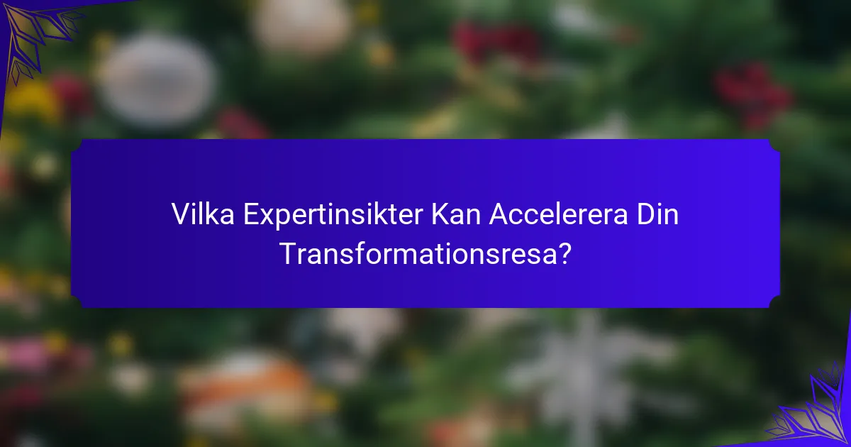 Vilka Expertinsikter Kan Accelerera Din Transformationsresa?