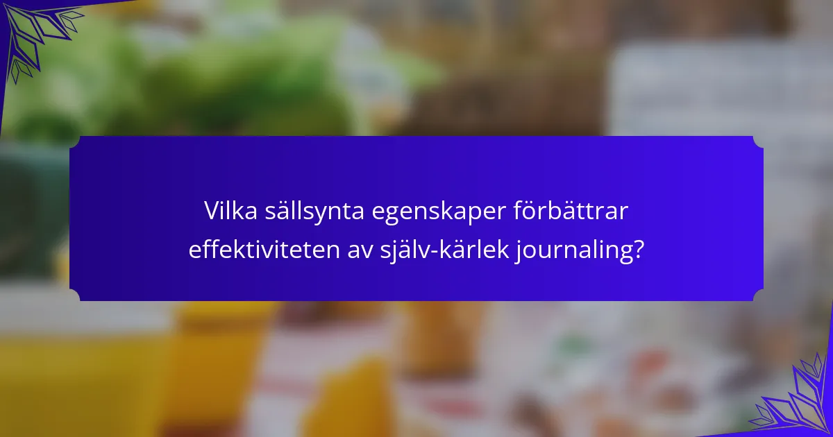 Vilka sällsynta egenskaper förbättrar effektiviteten av själv-kärlek journaling?