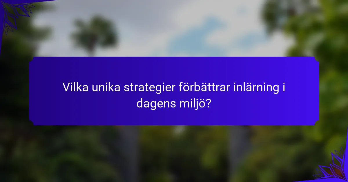Vilka unika strategier förbättrar inlärning i dagens miljö?