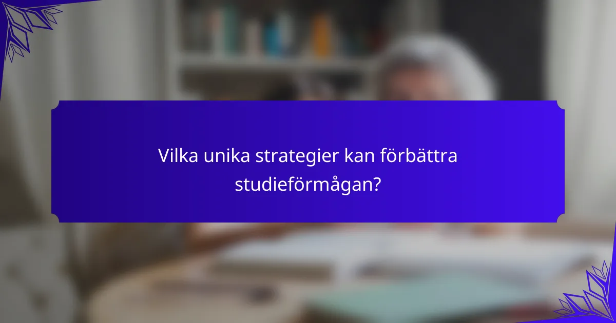 Vilka unika strategier kan förbättra studieförmågan?