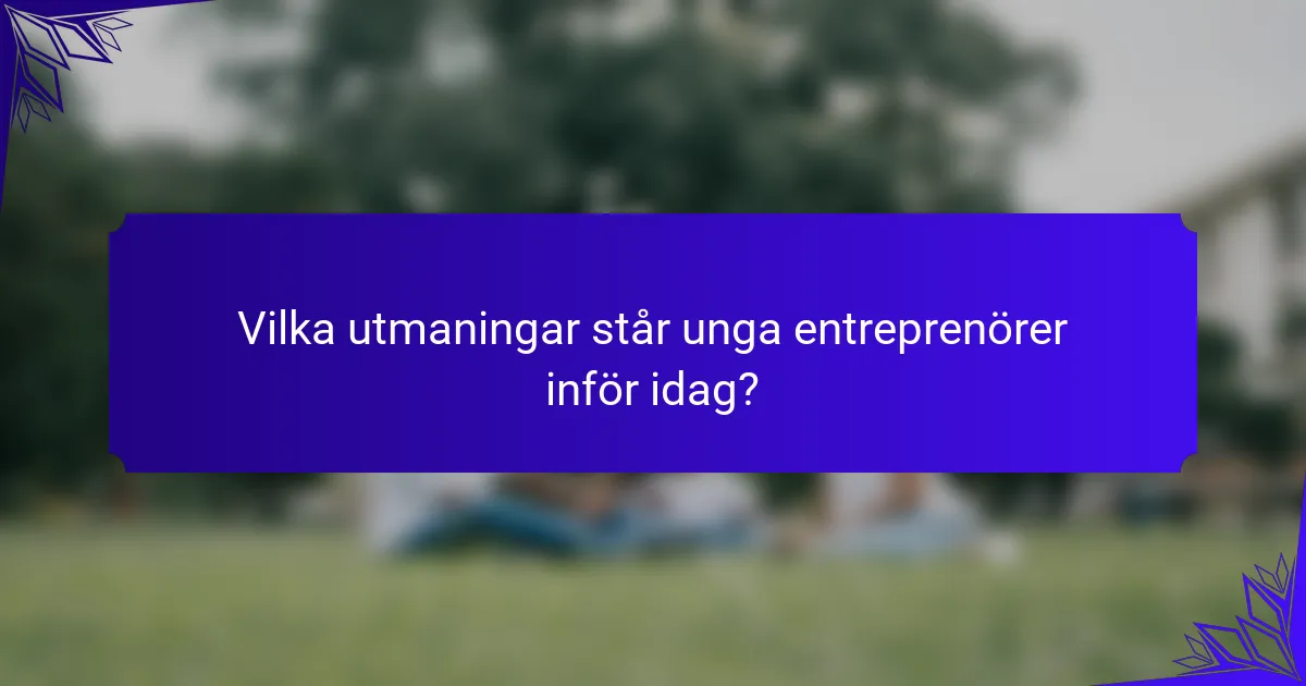 Vilka utmaningar står unga entreprenörer inför idag?